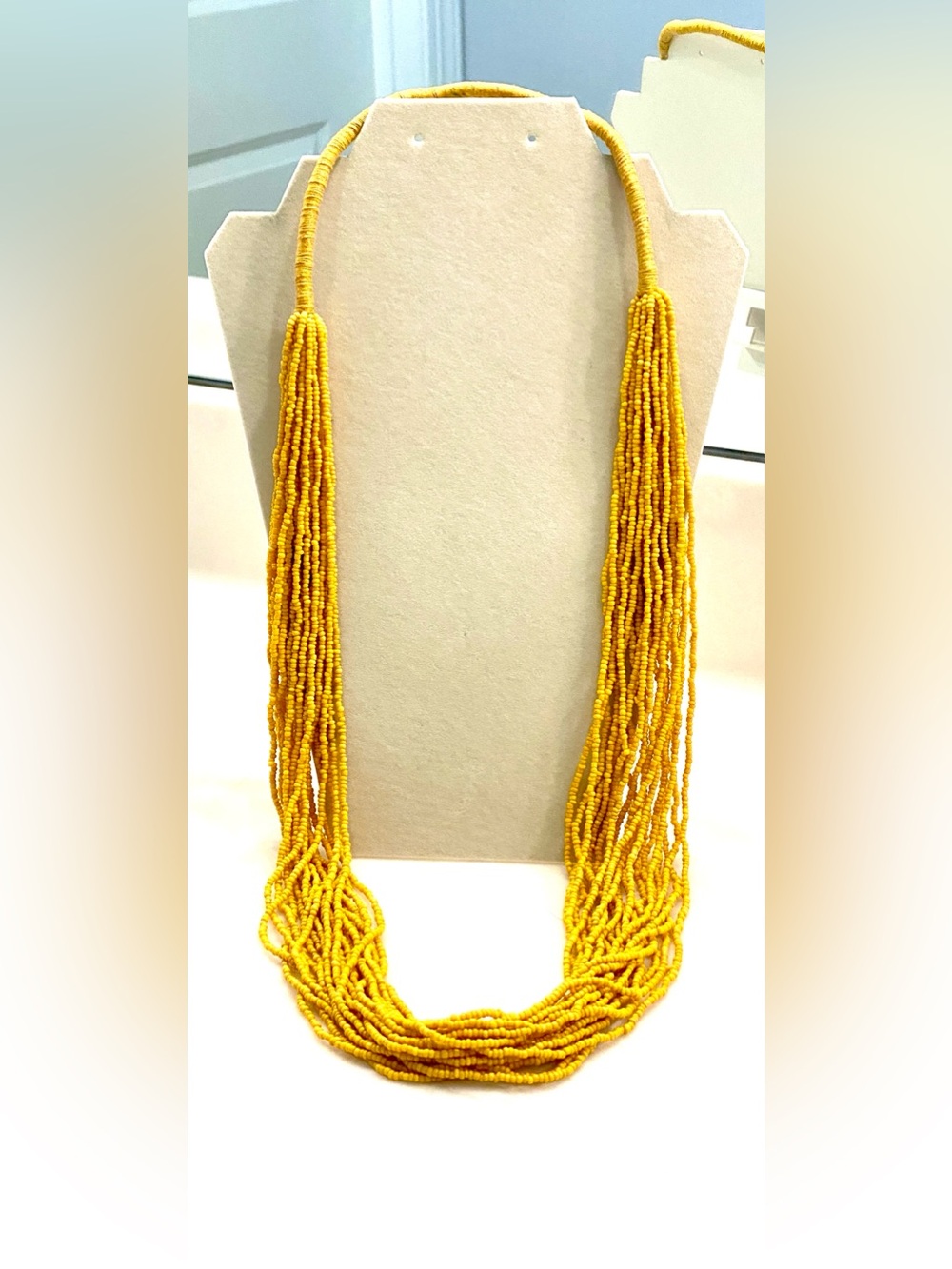 Bright Yellow Multi-Strand Beaded Necklace